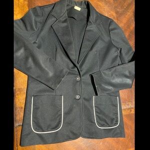 Chic Black Blazer with White Piping